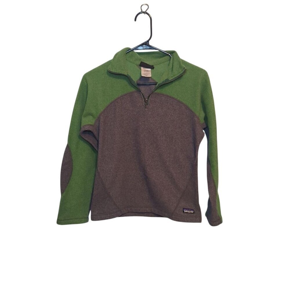 patagonia synchilla Women's Size XS Green/Gray Short Zip Pullover Sweatshirt